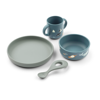 LIEWOOD COFFRET VAISSELLE 4 PIÈCES EN SILICONE VIVI - ARCTIC SEA OCEAN VIEW