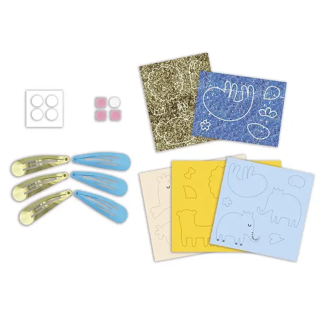 JANOD DIY - 6 BARRETTES PAILLETÉES À CRÉER - EXOTIC ANIMALS