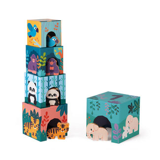 JANOD CUBES À EMPILER PYRAMIDE & FIGURINES ANIMAUX WWF