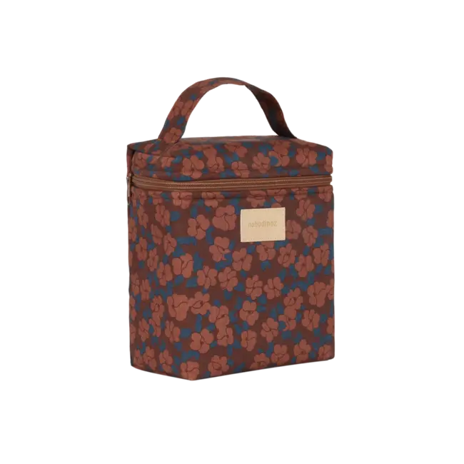NOBODINOZ LUNCH BAG ISOTHERME HYDE PARK - MARRON POPPIES