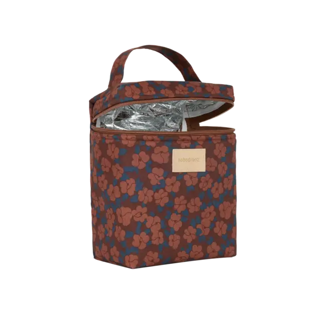 NOBODINOZ LUNCH BAG ISOTHERME HYDE PARK - MARRON POPPIES