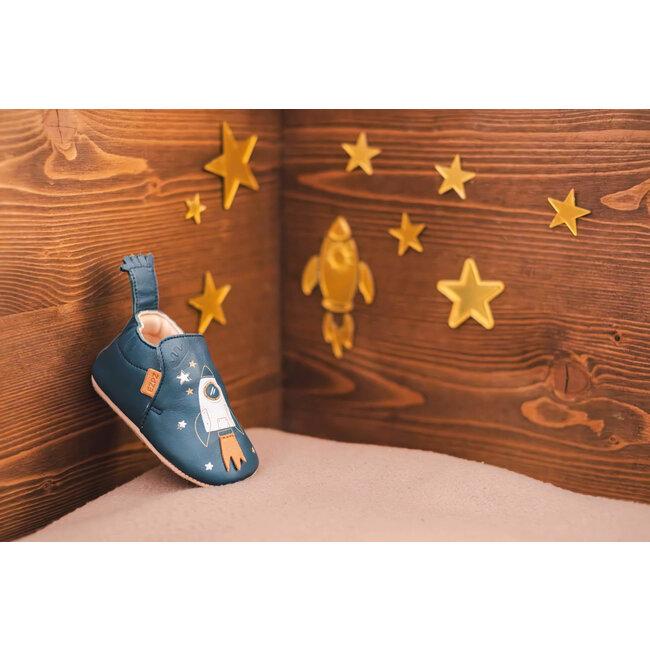 EASY PEASY CHAUSSON CUIR SOUPLE "BLUBLU" FUSÉE DENIM