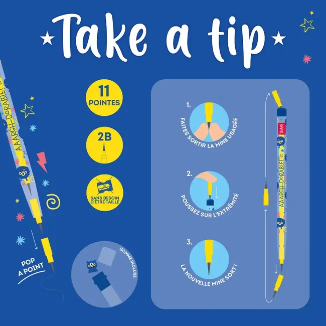 LEGAMI CRAYON À PAPIER EMPILABLE & GOMME LEGAMI - MONSTER