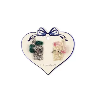 KONGES SLOJD 2 BARRETTES PINCE BOW KITTY EN PERLES