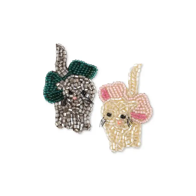 KONGES SLOJD 2 BARRETTES PINCE BOW KITTY EN PERLES