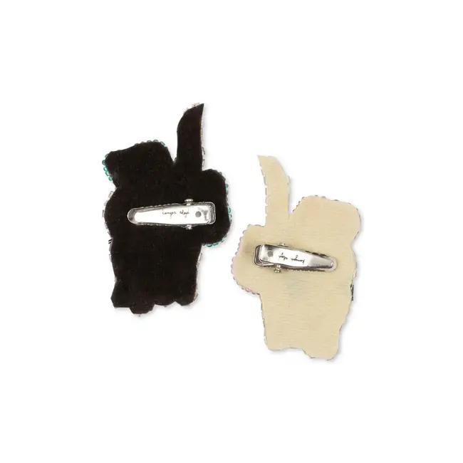 KONGES SLOJD 2 BARRETTES PINCE BOW KITTY EN PERLES