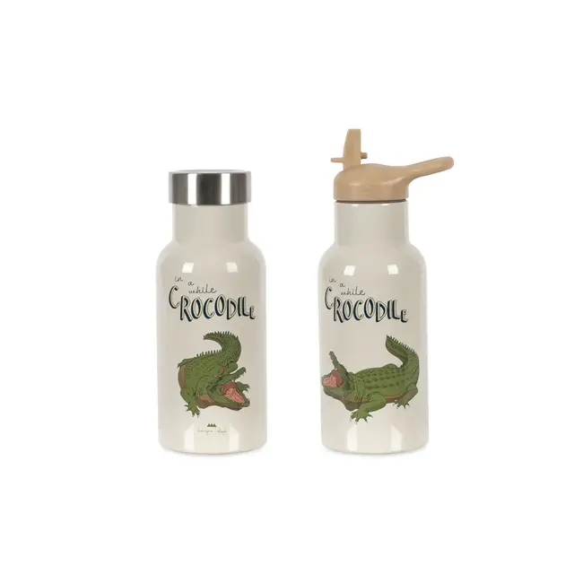KONGES SLOJD GOURDE ISOTHERME 2 BOUCHONS 350ML - CROCODILE