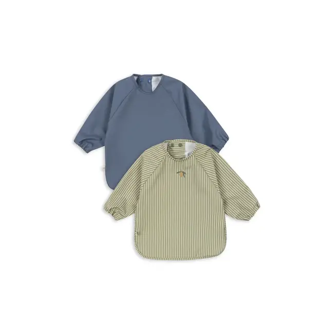 KONGES SLOJD SET 2 BAVOIRS À MANCHES - TEA STRIPE / FLINT STONE