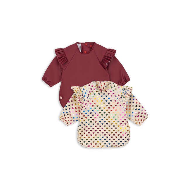 KONGES SLOJD SET 2 BAVOIRS À MANCHES - FROUFROUS COEUR GLITTER / SANGRIA
