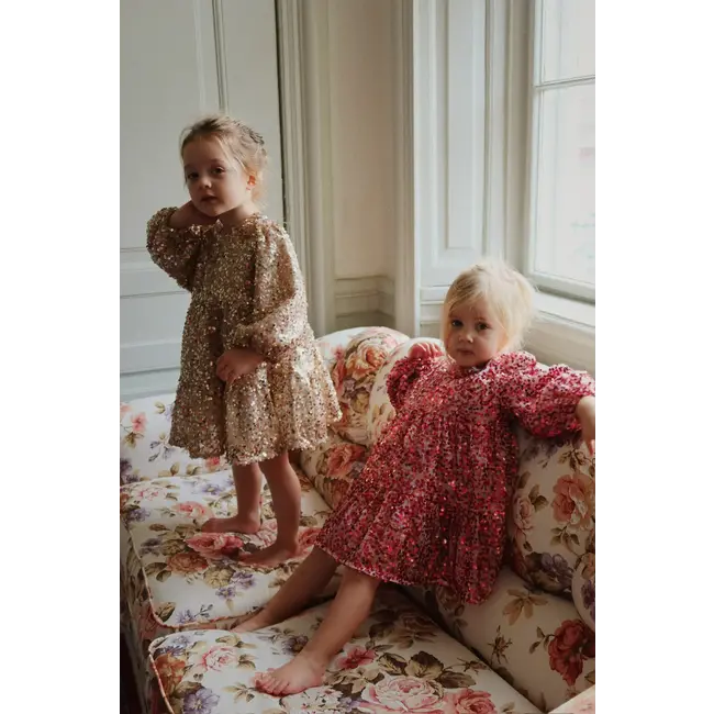 KONGES SLOJD ROBE À SEQUINS DORÉS LILA