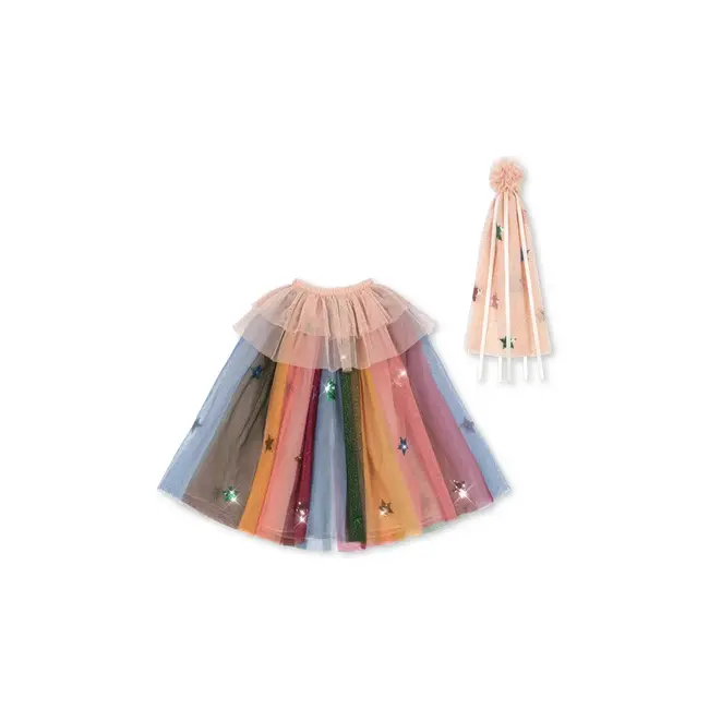 KONGES SLOJD DÉGUISEMENT - CAPE & BAGUETTE GLITTER RAINBOW EVENING SAND