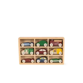 KONGES SLOJD COLLECTION DE 9 PETITES VOITURES EN BOIS VINTAGE