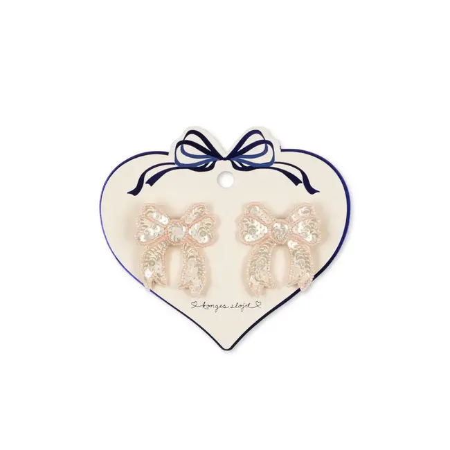 KONGES SLOJD 2 BARRETTES PINCE NOEUD EN PERLES CAMEO ROSE