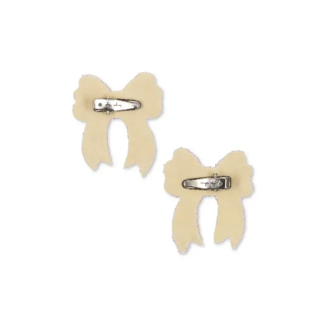 KONGES SLOJD 2 BARRETTES PINCE NOEUD EN PERLES CAMEO ROSE