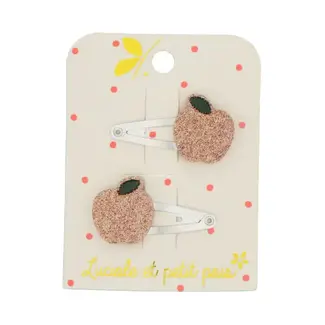 LUCIOLE ET PETIT POIS 2 X BARRETTES 3CM - MINI POMMES ROSES