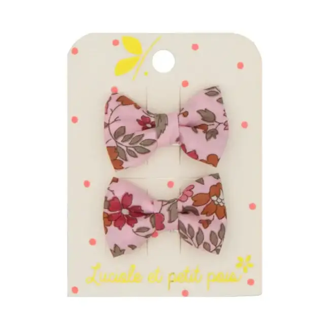 LUCIOLE ET PETIT POIS 2 X BARRETTES 3CM - MINI NOEUDS LIBERTY CAPEL FLORET