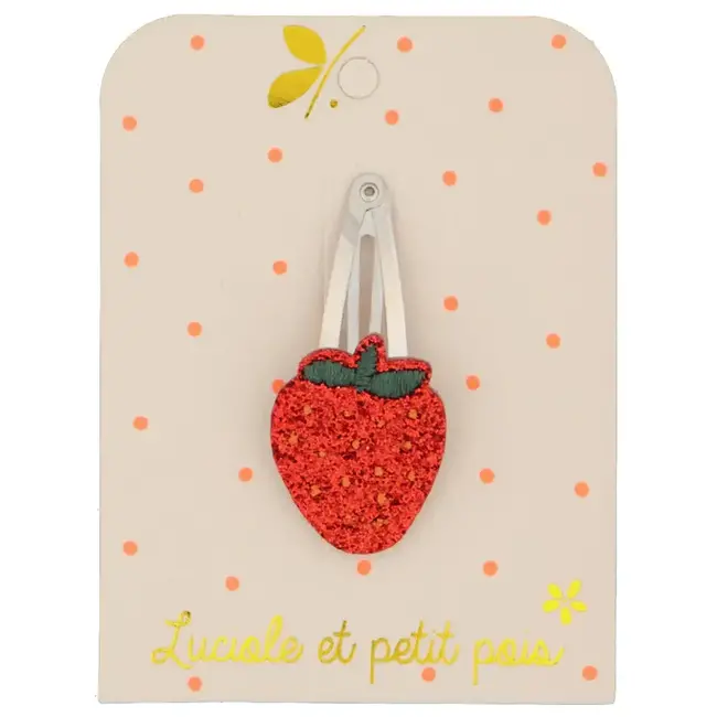 LUCIOLE ET PETIT POIS 1 X BARRETTE 5CM - FRAISE GLITTER
