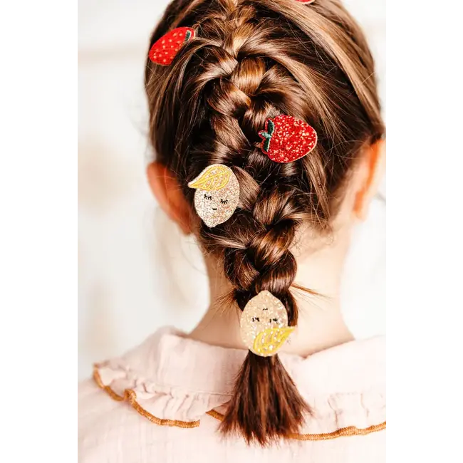 LUCIOLE ET PETIT POIS 1 X BARRETTE 5CM - FRAISE GLITTER