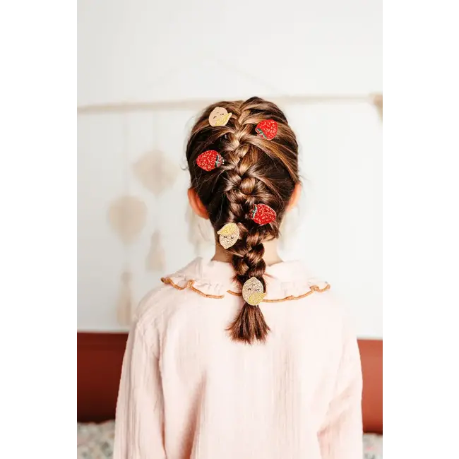 LUCIOLE ET PETIT POIS 1 X BARRETTE 5CM - FRAISE GLITTER