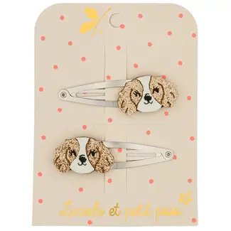 LUCIOLE ET PETIT POIS 2 X BARRETTES 5CM - CHIENS TEDDY
