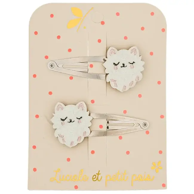 LUCIOLE ET PETIT POIS 2 X BARRETTES 5CM - CHATS PERSANS