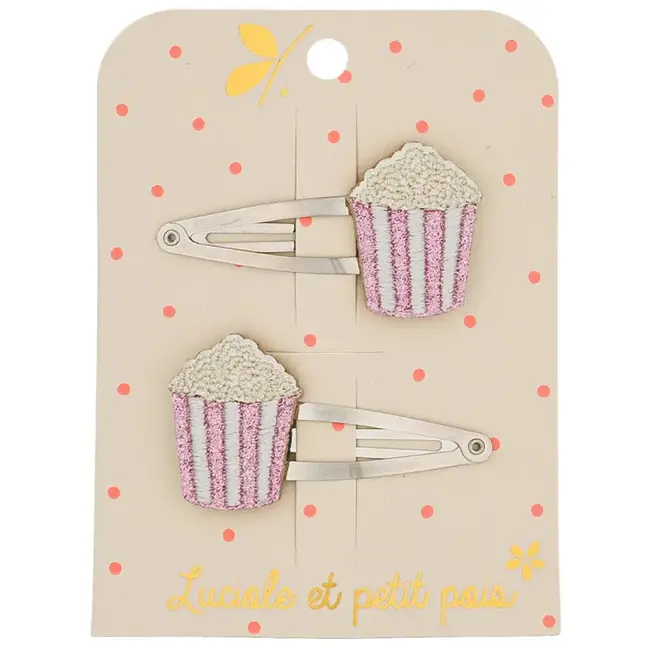 LUCIOLE ET PETIT POIS 2 X BARRETTES 5CM - POP CORN