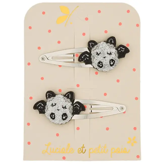 LUCIOLE ET PETIT POIS 2 X BARRETTES 5CM - CHAUVES-SOURIS
