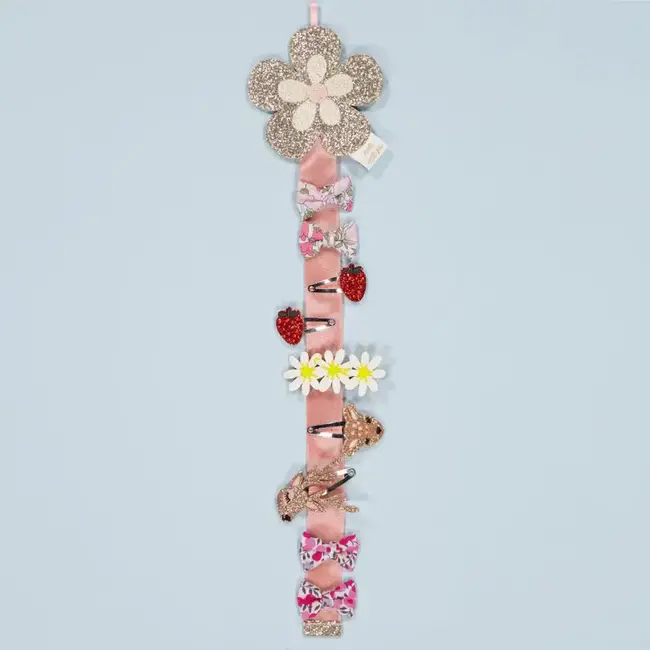 LUCIOLE ET PETIT POIS PORTE BARRETTES MURAL - FLEUR RÉTRO ROSE