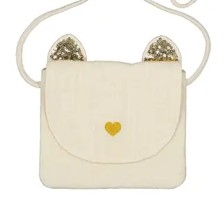 LUCIOLE ET PETIT POIS SAC BANDOULIÈRE ENFANT - CHAT ÉCRU