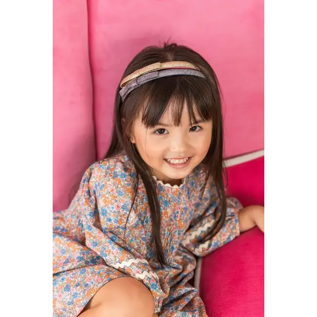 LUCIOLE ET PETIT POIS SERRE-TÊTE - NOEUD KIMONO DORÉ