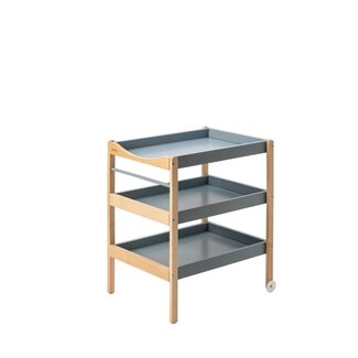 COMBELLE TABLE À LANGER "MARGOT" HÊTRE BICOLORE BLEU GRIS/NATUREL - 3 PLATEAUX