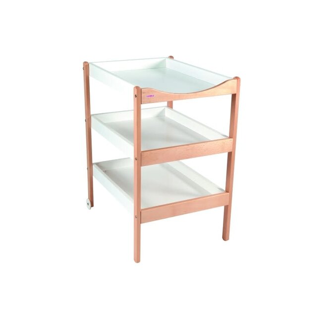 COMBELLE TABLE À LANGER "MARGOT" HÊTRE BICOLORE BLANC/NATUREL - 3 PLATEAUX