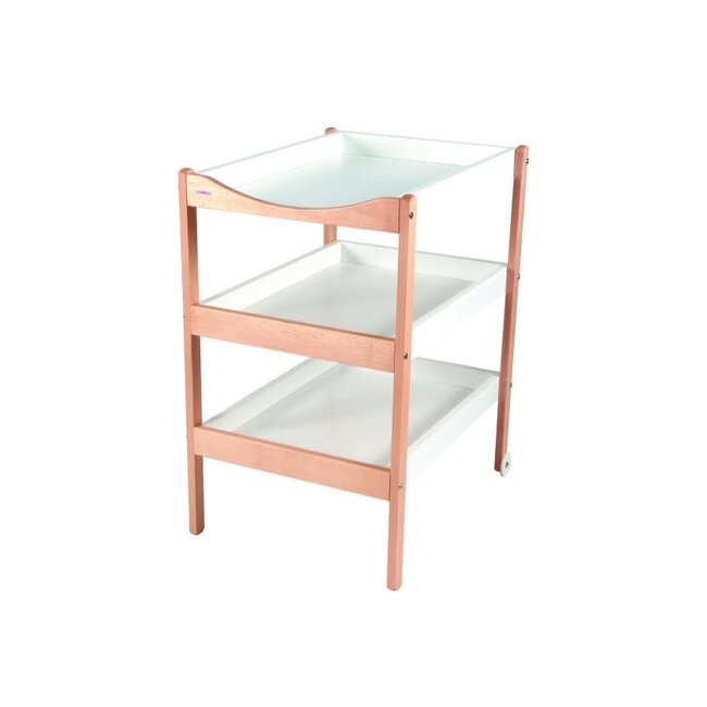 COMBELLE TABLE À LANGER "MARGOT" HÊTRE BICOLORE BLANC/NATUREL - 3 PLATEAUX