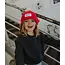 HELLO HOSSY BONNET ENFANT POMPON "BLOCK" FRAMBOISE