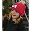 HELLO HOSSY BONNET ENFANT POMPON "BLOCK" FRAMBOISE
