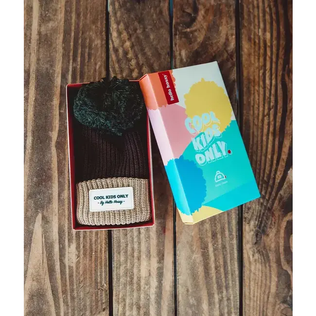 HELLO HOSSY BONNET ENFANT POMPON "BLOCK" PISTACHIO