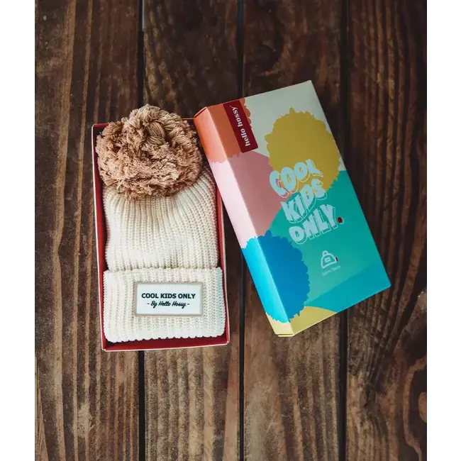 HELLO HOSSY BONNET ENFANT POMPON "BLOCK" SANDY