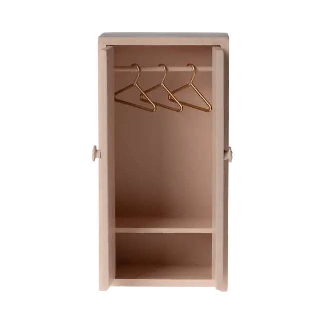 MAILEG ARMOIRE DOUBLE PORTES SOURIS - ROSE CLAIR