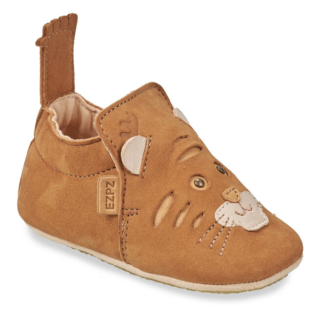 EASY PEASY CHAUSSON CUIR SOUPLE "BLUBLU" TIGROU CAMEL FONCÉ