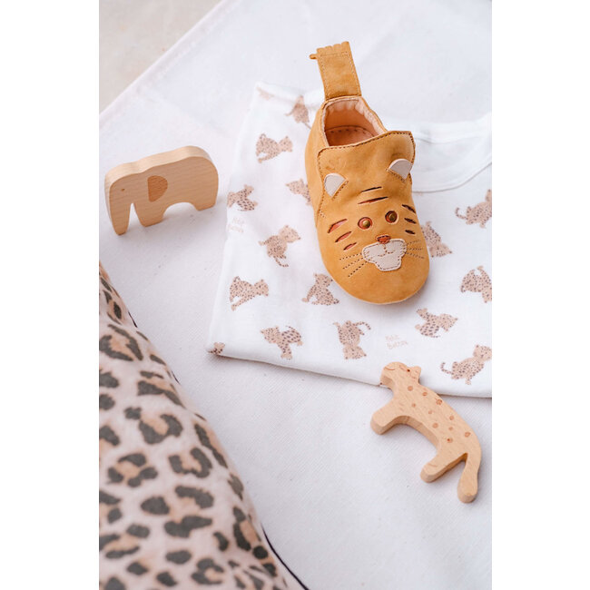 EASY PEASY CHAUSSON CUIR SOUPLE "BLUBLU" TIGROU CAMEL FONCÉ