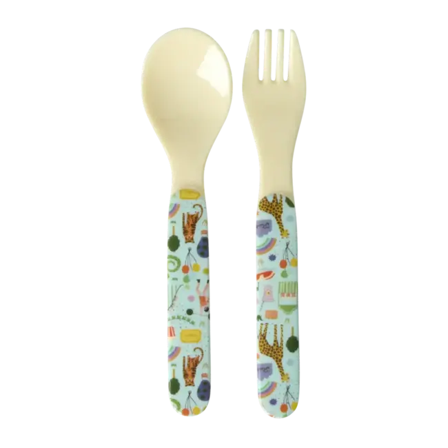 RICE CUILLÈRE & FOURCHETTE BÉBÉ RICE - FUN FAIR MENTHE