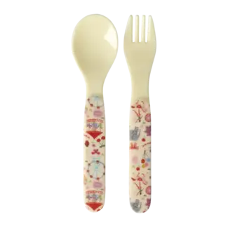 RICE CUILLÈRE & FOURCHETTE BÉBÉ RICE - FUN FAIR ROSE