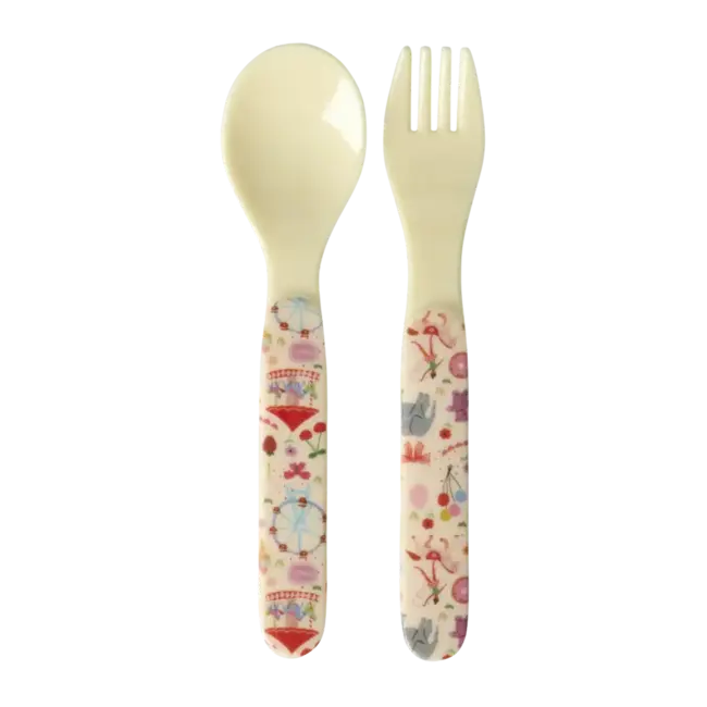 RICE CUILLÈRE & FOURCHETTE BÉBÉ RICE - FUN FAIR ROSE