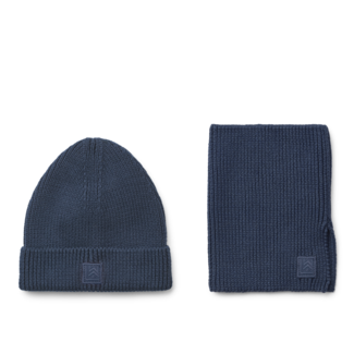 LIEWOOD COFFRET BONNET & SNOOD COTON "LINA" CLASSIC NAVY