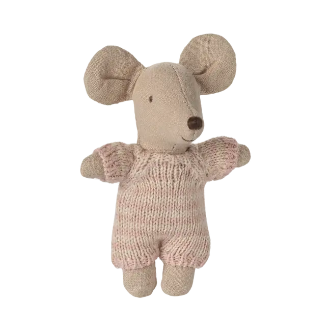 MAILEG BÉBÉ SOURIS 6CM - ET SON COUFFIN - ROSE
