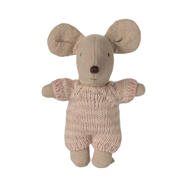 MAILEG BÉBÉ SOURIS 6CM - ET SON COUFFIN - ROSE