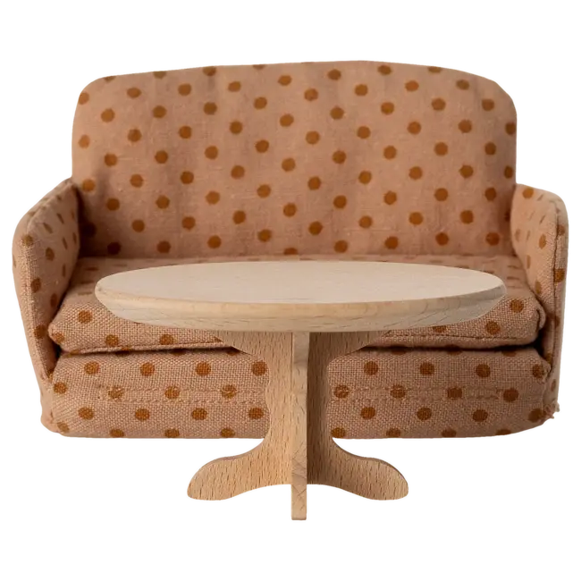 MAILEG TABLE BASSE DE SALON OVALE BOIS POUR SOURIS MAILEG