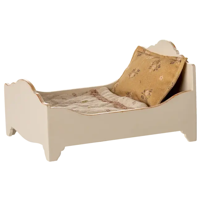 MAILEG LIT DOUBLE BOIS BLANC OFF WHITE - POUR PARENTS SOURIS