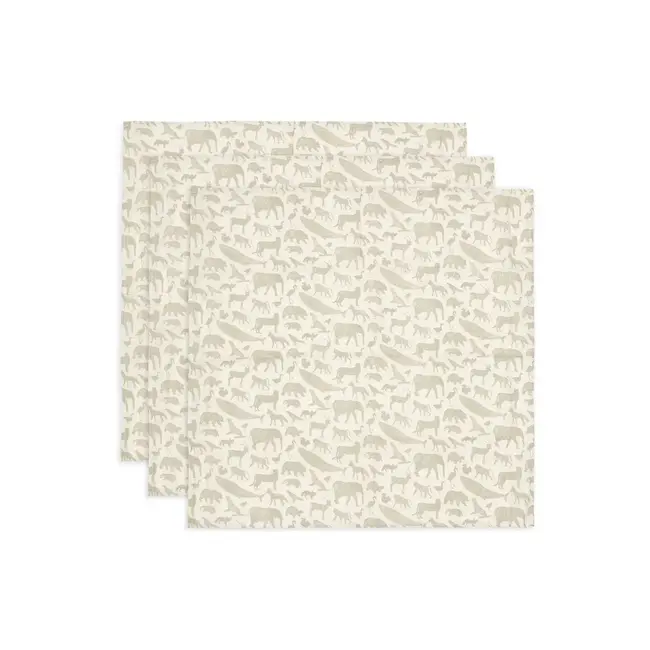 JOLLEIN SET 3 LANGES COTON 70X70CM - ANIMALS