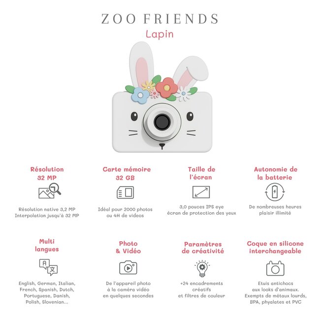 THE ZOOFAMILY APPAREIL PHOTO  ZOO FRIENDS +3ANS - RABBIT FLOWER